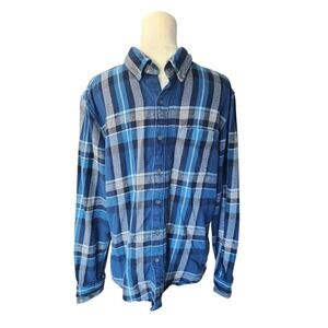 American Eagle Outfitters Medium Flannel Shirt Long Sleeve Blue Plaid Button Up